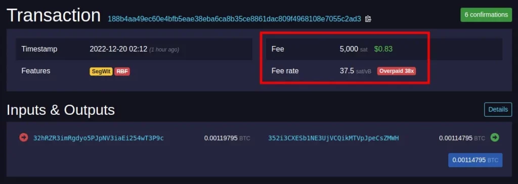 Mempool-Transaction-Fee-Example