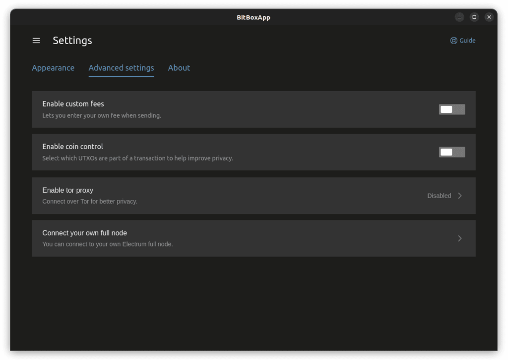 BitBoxApp-v4.39.0-Advanced-Settings